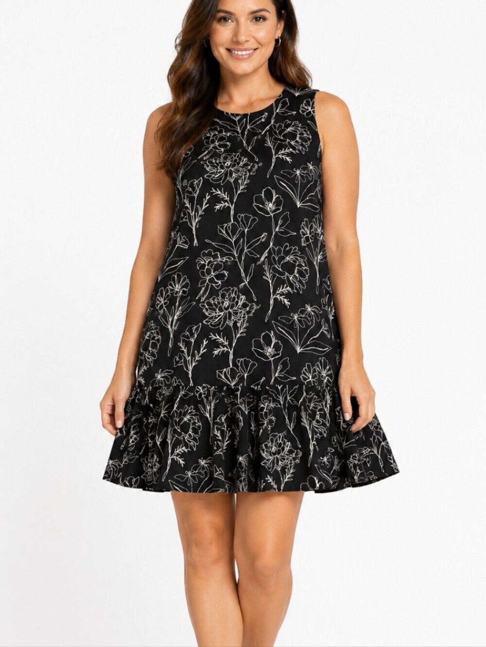 Jane + Delancey ~Woman Size M~ Black/White Embroidered Dress w/Pockets NWT.